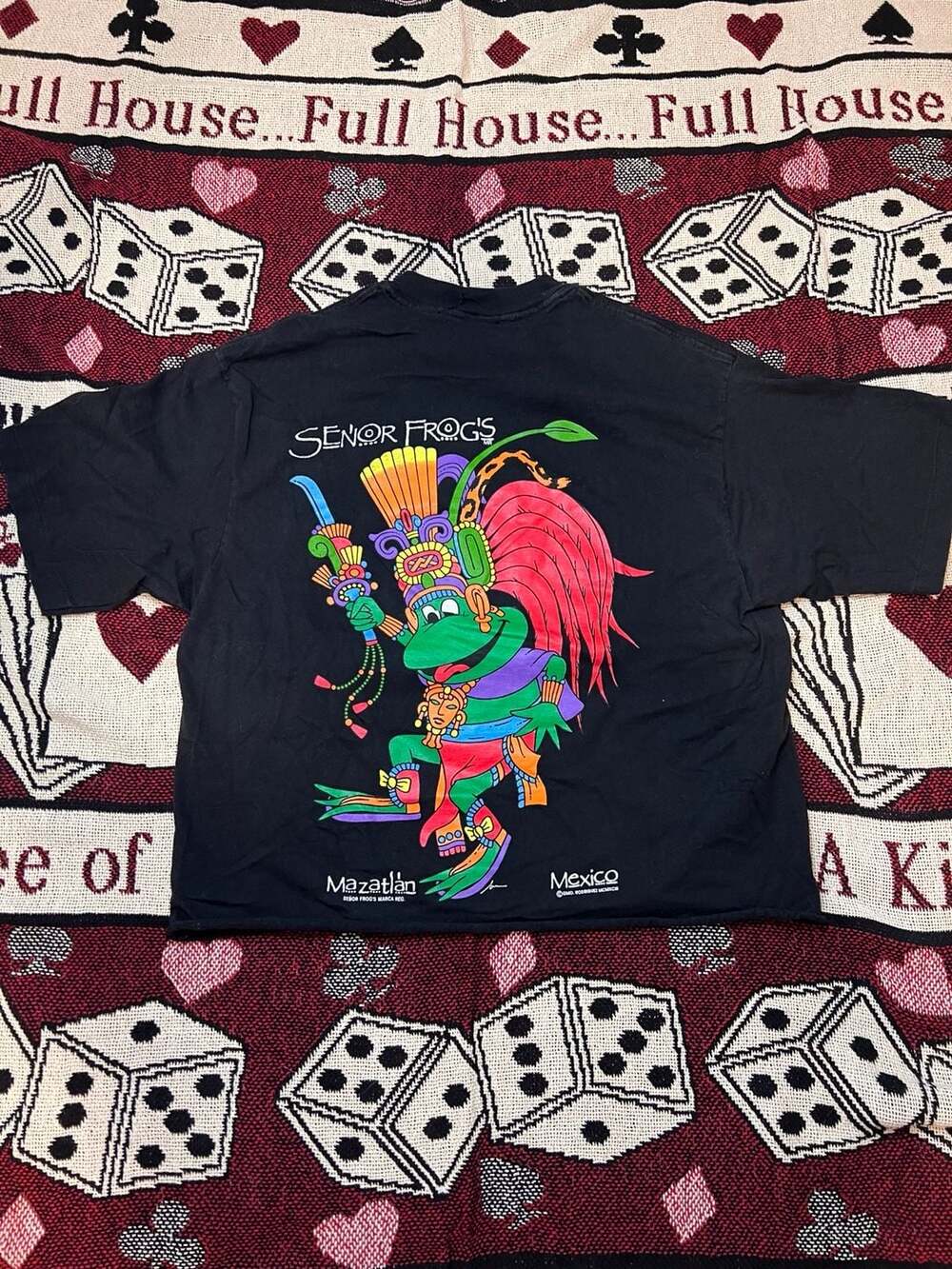 Vintage Senor Frog's Mazatlan Mexico Aztec Warrior Cropped Graphic T-Shirt M